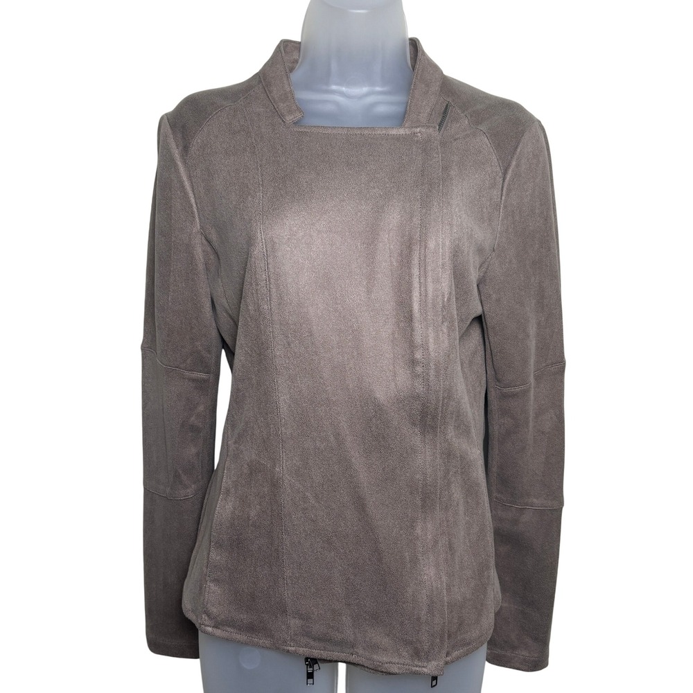 Milla Taupe Gray Faux Suede Asymmetrical Zip Grey Biker Moto Jacket Womens Small